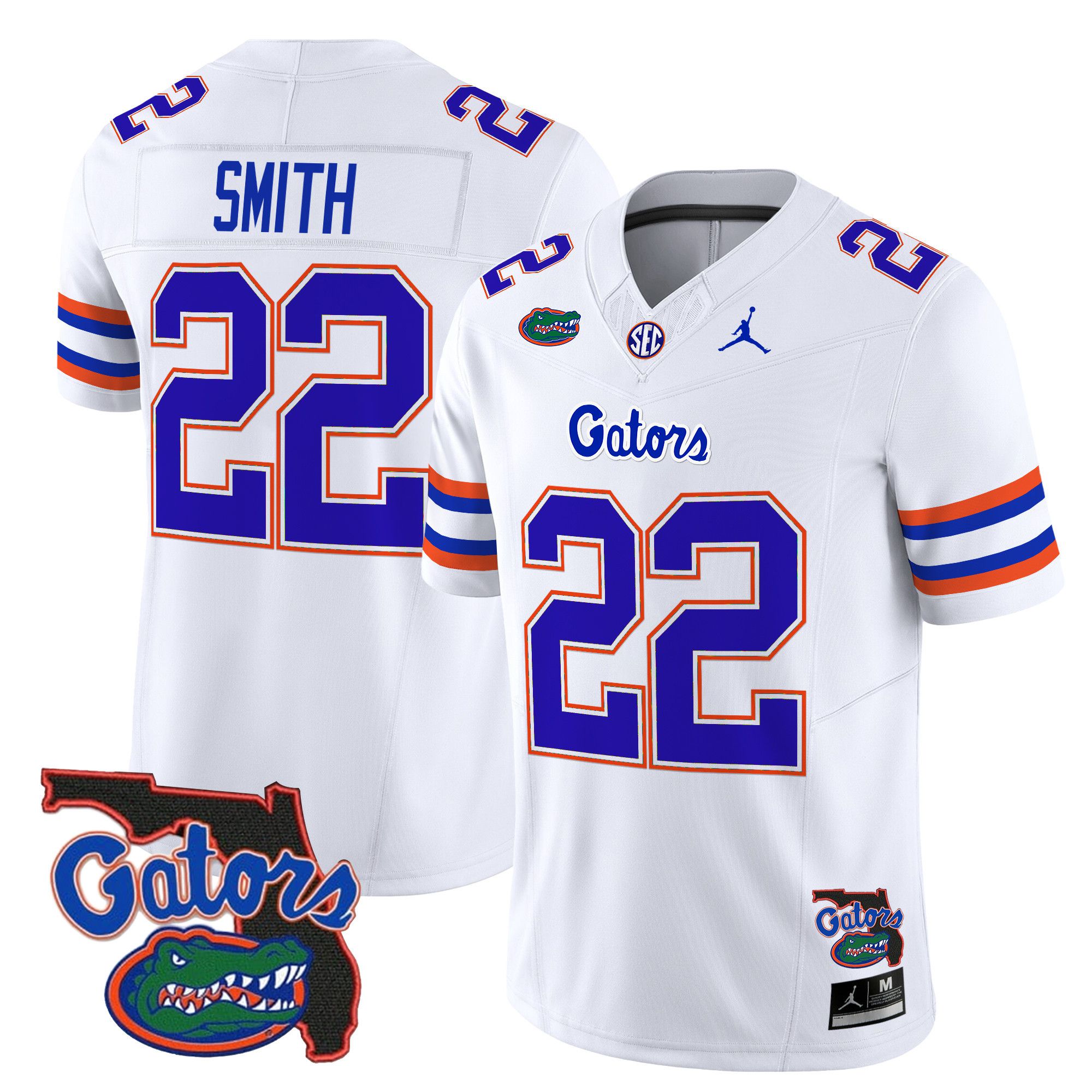 Men Florida Gators #22 Smith White 2024 Florida Patch Vapor Limited NCAA Jersey